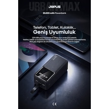 Jopus 30000mah Powerbank Lcd Ekranlı Taşıma Askılı Güçlü Taşınabilir Şarj Cihazı Siyah
