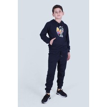 Fyk Kids Kapüşonlu Kanguru Cepli Erkek Çocuk Eşofman Takımı Lacivert