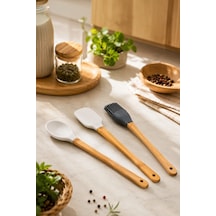 Porsima Mien Mini Silikon Kaşık Fırça Spatula Servis Seti 3'lü