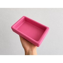 Hubrendy Sh Dikdörtgen Model Beton Kedi Köpek Mama Ve Su Kabı 18 X 10,5 X 4,5 Cm - Pembe