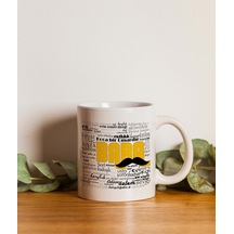 Mor Mürekkep Baba Baskılı Bıyıklı Babalar Günü Kupa