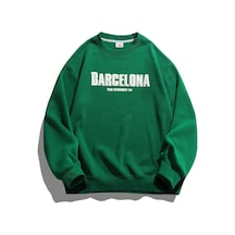 Coko Serisi Letter Graphic Sweatshirt Yeşil-p-8956 Yeşil
