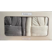 Özdilek Colourist Aile Bornoz Seti Gümüş-krem