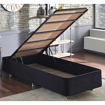 Nironyatak Niron Ela Baza - 90X190 Cm Tek Kişilik Sandıklı Siyah Kumaş Baza