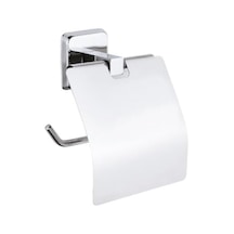 Kare Krom Yapışkanlı Kapaklı Tuvalet Kağıtlığı Wc Kağıtlık Tuvalet Kağıdı Askısı 16.5 x 12.2 x 11.2 CM