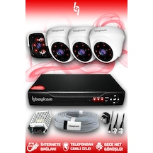 Bayicam 4 Kameralı Panda 3 İç Kamera Set HDD'siz Full HD Gece Görüşlü Güvenlik Kamerası Sistemi