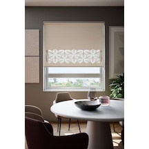 Auralight Lazer Kesim Mat Stor Perde, Lazer Kesimli Modern Serisi, M-151002 Ekru Renk