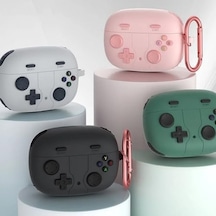 Apple Airpods 4 İle Uyumlu 4.nesil Kılıf Kılıf Retro Görünümlü Kancalı Nint-endo Yumuşak Soft Dokunuş Airpods 4. Nesil Kulaklık Kılıf Pembe, Airpods 4. Nesil