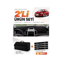 Chevrolet Aveo T300 2011-2015 Uyumlu Torpido Örtüsü + Tay Tüyü Bagaj Çantası Seti - Siyah