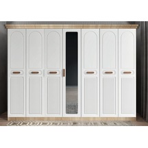 Etro Membran 7 Kapaklı Gardırop Montaj Dahil Meşe Beyaz 280 Cm