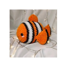 El Yapımı Amigurumi Turuncu Çizgili Balık Oyuncak - Amigurumi Peluş Oyuncak Çok Renkli