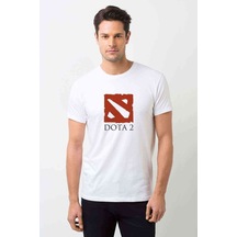 Dota Baskılı Beyaz Erkek Tshirt