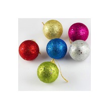 6 Adet Orta Cici Top Yılbaşı Ağaç Süsü 0455 Renkli