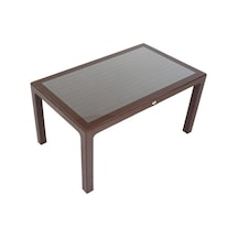 Depootoptan Mandella 90X150 Elit Rattan Masa (Camlı) Kahverengi