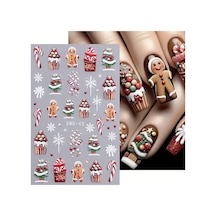 Kurabiye Adam Çam Ağacı Kar Tanesi Noel 3d Tasarım Yapışkan Sticker Tırnak Dövmesi Nail Art 56393384