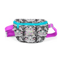Coral High Gri Kedi Desenli Bel Çantası 11546 Gri - Pembe