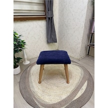 Trend Naturel Lacivert Ahşap Ayak Uzatma Pufu Makyaj Koltuğu Bench Tabure