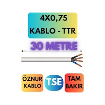 Öznur 4x0,75 Ttr Kablo Metre Seçenekli Beyaz - 30 Metre