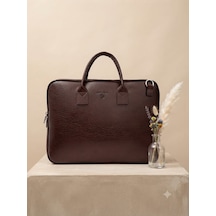 Sanmorris 1447 - Unisex 1darbe Korumalı Laptop Ve Evrak Çantası Acı Kahve Acı Kahverengi