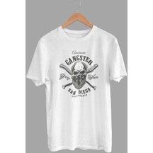 Daksel Beyaz Renk Basic Kuru Kafa Baskılı Erkek T-shirt Dks4207