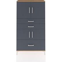 Arges Dolap 3 Raflı 3 Çekmeceli 4 Kapaklı 88x30x163 Çam-antrasit Çam