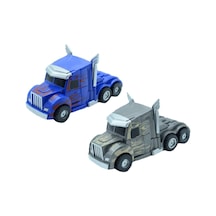 2 Adet Dönüşebilir Transformers Kamyon Robot Oyuncak Çek Bırak Sürtmeli Araba Seti 2 Renk Birden Çok Renkli