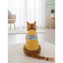 Sarı Beni Yıka Baskılı Kedi Ve Köpek Kıyafeti Evcil Hayvan Tişörtü Elbisesi Medium/m/beden 2