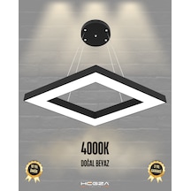 Rombo Siyah Kasa, Doğal Beyaz Işık Modern Sarkıt Led Avize Siyah