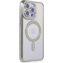 Newface - 71 - Apple iPhone Uyumlu 15 Pro Kılıf Joke Simli Magneticsafe Kılıf - Ece-umay - - Gümüş