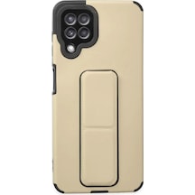 Newface Samsung Galaxy Uyumlu A22 Kılıf Mega Standlı Silikon - Gold Vizon
