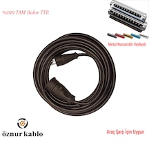 Öznur 3x2.5 Mm Araç Şarj Uzatma Kablosu - Tüm Araçlar Için Uyumlu -ttr Tambakır - Metal Numaratör Hediyeli 40 Metre