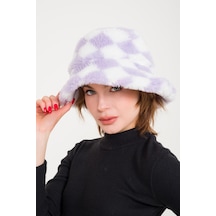 Kadın Özel Seri Lila Renk Peluş Bucket Şapka