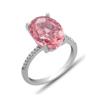 Gümüş Ice Cut Oval Pembe Zirkon Taşlı Kadın Yüzük Gümüş