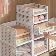 3'lü Çok Amaçlı Katlanabilir Kayar Raf,üst Üste Dizilebilir Dolap Çekmeceleri,raf Ünitesi,organizer Beyaz