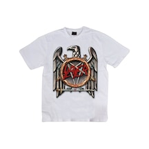 Slayer Baskılı Unisex %100 Pamuk Beyaz T-shirt Beyaz