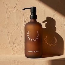 500 Ml Amber Cam Sıvı Sabunluk - Siyah Mat Pompalı, Buzlu Cam Şık Tasarım, Banyo Ve Mutfak İçin Dekoratif Sabun Çok Renkli