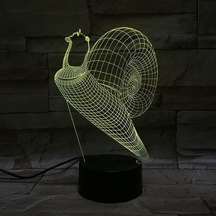 Gece Lambası 3d Salyangoz Gece Lambası Led Dokunmatik Anahtar Dekorasyon Masa Lambası Optik İllüzyon Lambaları 7 Renk Değiştiren Işık Led Başucu Masa Lambası Çok Renkli