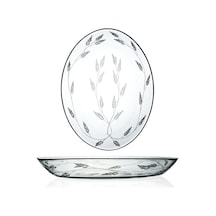 Decocia 2 Adet 25cm Oval Cam Salata Sunum Tabağı Sürgün Desenli