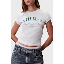 Calvin Klein Bayan T Shirt Lv047f815g Yaf Beyaz