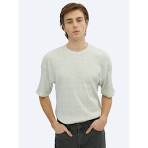 Kip Açık Haki Baskılı Bisiklet Yaka Pamuk Karışımlı T-shirt Çok Renkli