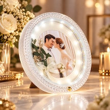 Bk Gift Kişiye Özel Fotoğraflı Ledli Yuvarlak Fotoğraf Çerçevesi 23 Cm - 3 Mod Işıklı Masaüstü Dekoratif Çerçeve