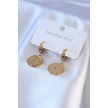 316l Çelik Gold Renk Göz İşleme Zirkon Taş Detay Kadın Küpe Renkli