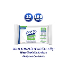 Solo Doğal Güç Okaliptus&çam Esintisi Seyahat Boy Yüzey Temizlik Havlusu 12'li 180 Yaprak Beyaz