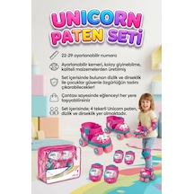 Unicorn Ayarlanabilir Çocuk Paten Ve Koruyucu Seti Seti 22-29 Numara Dengeli Başlangıç Pateni