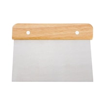 Paslanmaz Çelik Ahşap Saplı Hamur Pasta Börek Kek Şekillendirici Kesici Kazıyıcı Spatula, 14x10 Cm 0