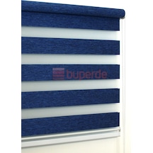 Buperde Lacivert Bambu Zebra Stor Perde