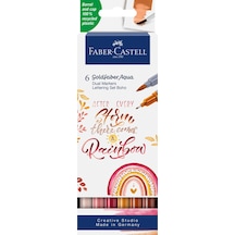 Faber-Castell Goldfaber Aqua Çift Uçlu Markör 6’lı Kaligrafi Boho, Fırça ve Fineliner Uç, Kalıcı Mürekkep