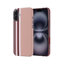 Apple iPhone Uyumlu 16 Plus Kılıf Ultra İnce Magsafe Karbon Fiber Görünümlü İnce Hafif Pazarplus Altın