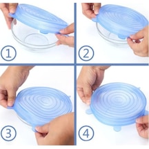 Silikon Yemek Saklama Kapak Seti 6 Adet Çok Renkli