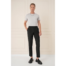 Efor Comfort Fit Çift Pileli Dokulu Esnek Pamuk Siyah Pantolon P 1158 Siyah